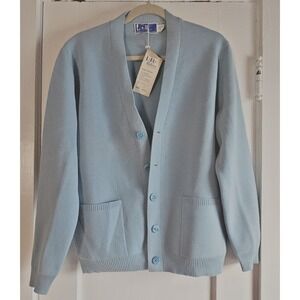 Vintage NWT‎ LeRoy Knitwear California men's M cardigan blue 100% wool